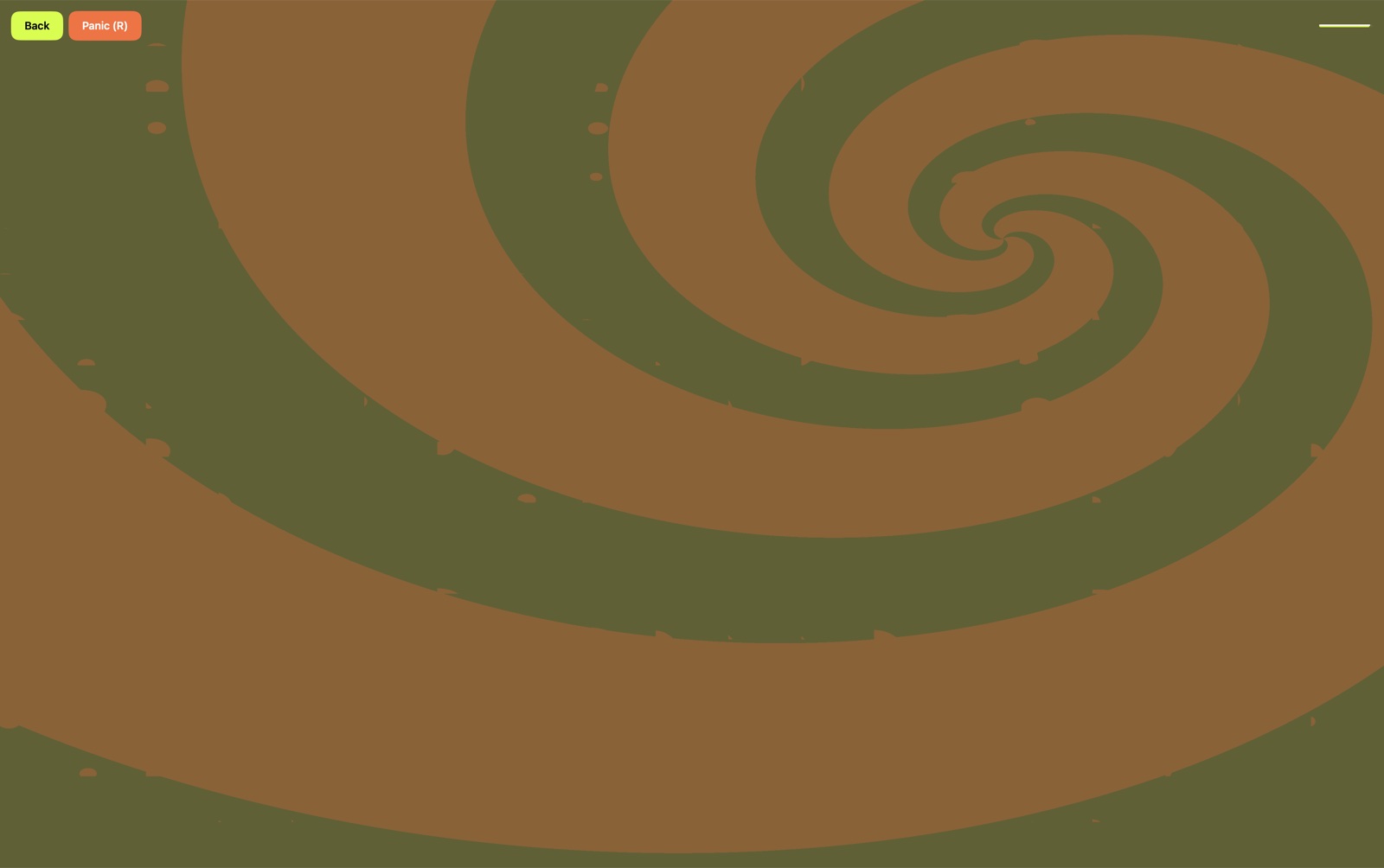 Echolume's Spiral scene in the Summer theme — warm orange arms swirling to the beat.